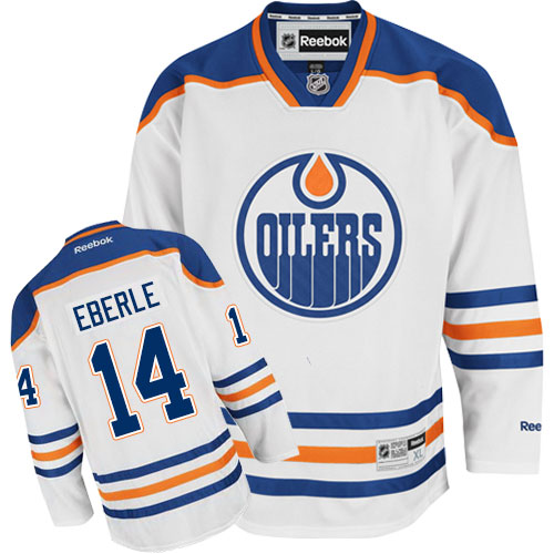 Womens Reebok Edmonton Oilers 14 Jordan Eberle Premier White Away NHL Jersey